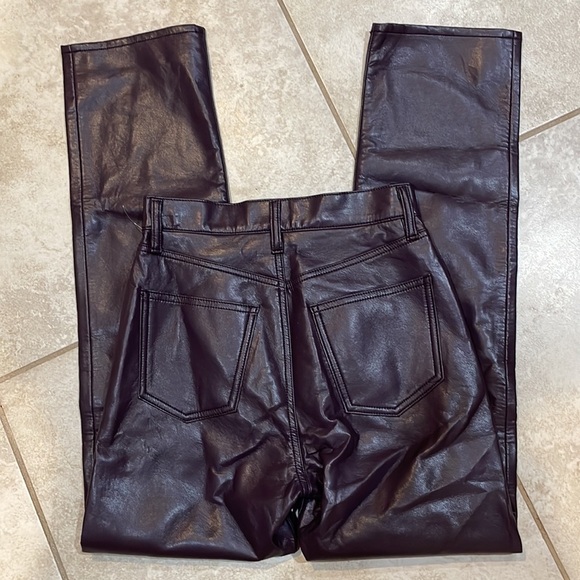 NEW! AGOLDE 90’s Pinch Waist Recycled Leather Straight Crop Pants 24 Purple - Picture 9 of 10
